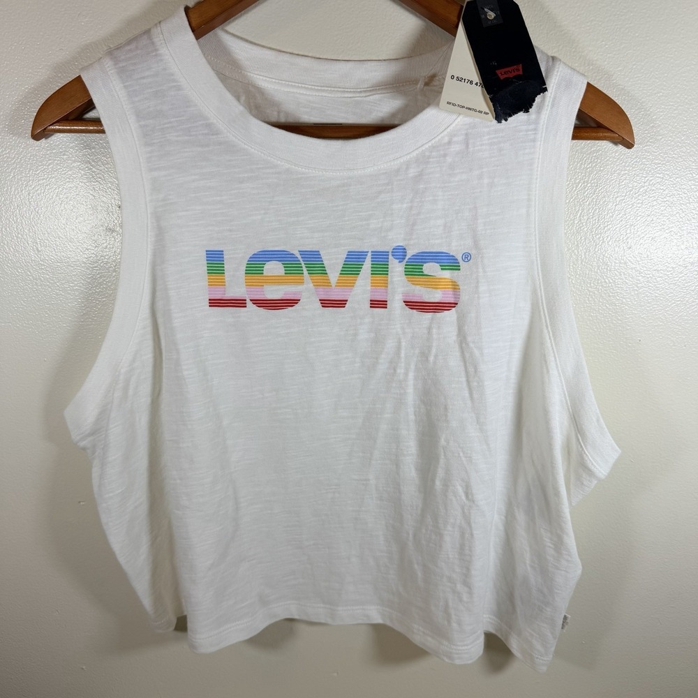 Levi's Tank - Womens Graphic Crop Tank Top Colorful Sporty Lounge Large - Picture 1 of 6
